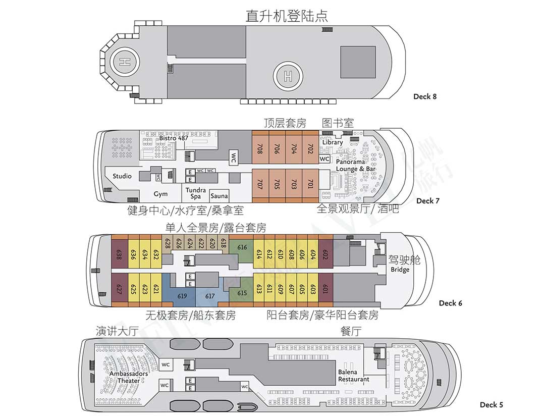 海洋无极号 Ultramarine 甲板示意图